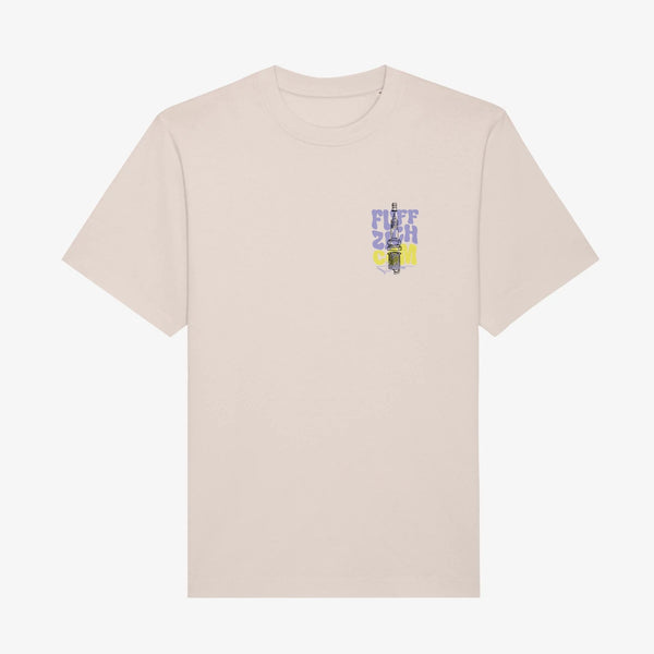 Schikaria 50ccm Zündkerze Shirt whitesand Vorderseite