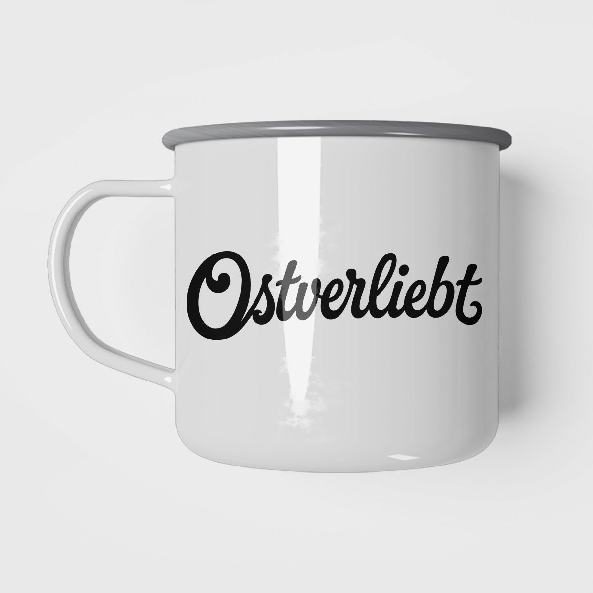Wendekind Emaille Tasse Ostverliebt Ansicht 1