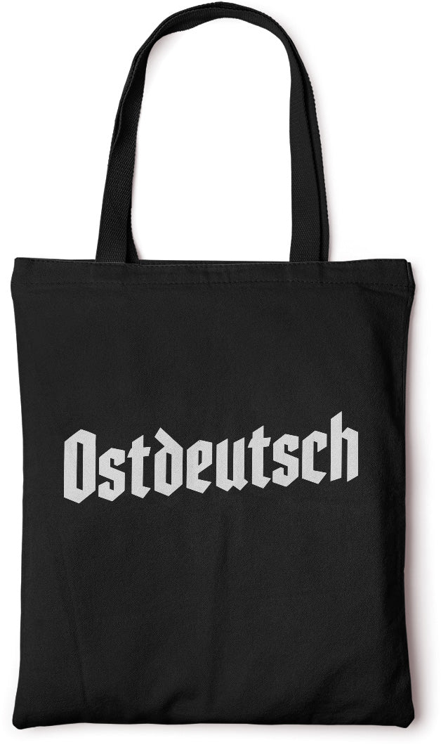 Wendekind Stoffbeutel Ostdeutsch schwarzer Baumwollbeutel mit langen Henkeln Frontansicht