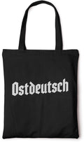 Wendekind Stoffbeutel Ostdeutsch schwarzer Baumwollbeutel mit langen Henkeln Frontansicht