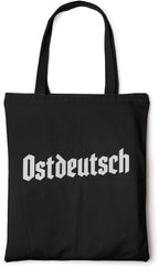 Wendekind Stoffbeutel Ostdeutsch schwarzer Baumwollbeutel mit langen Henkeln Frontansicht