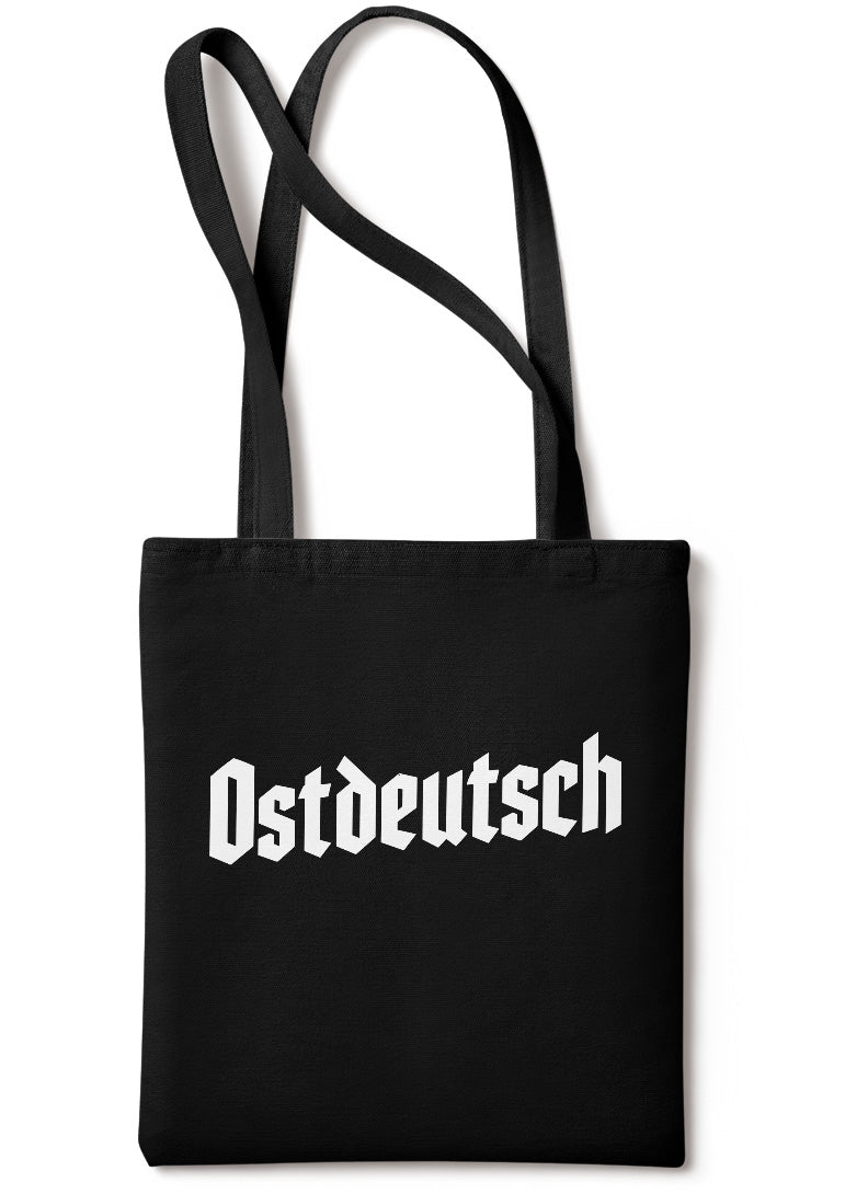 Wendekind Stoffbeutel Ostdeutsch schwarzer Baumwollbeutel mit langen Henkeln Ansicht 2