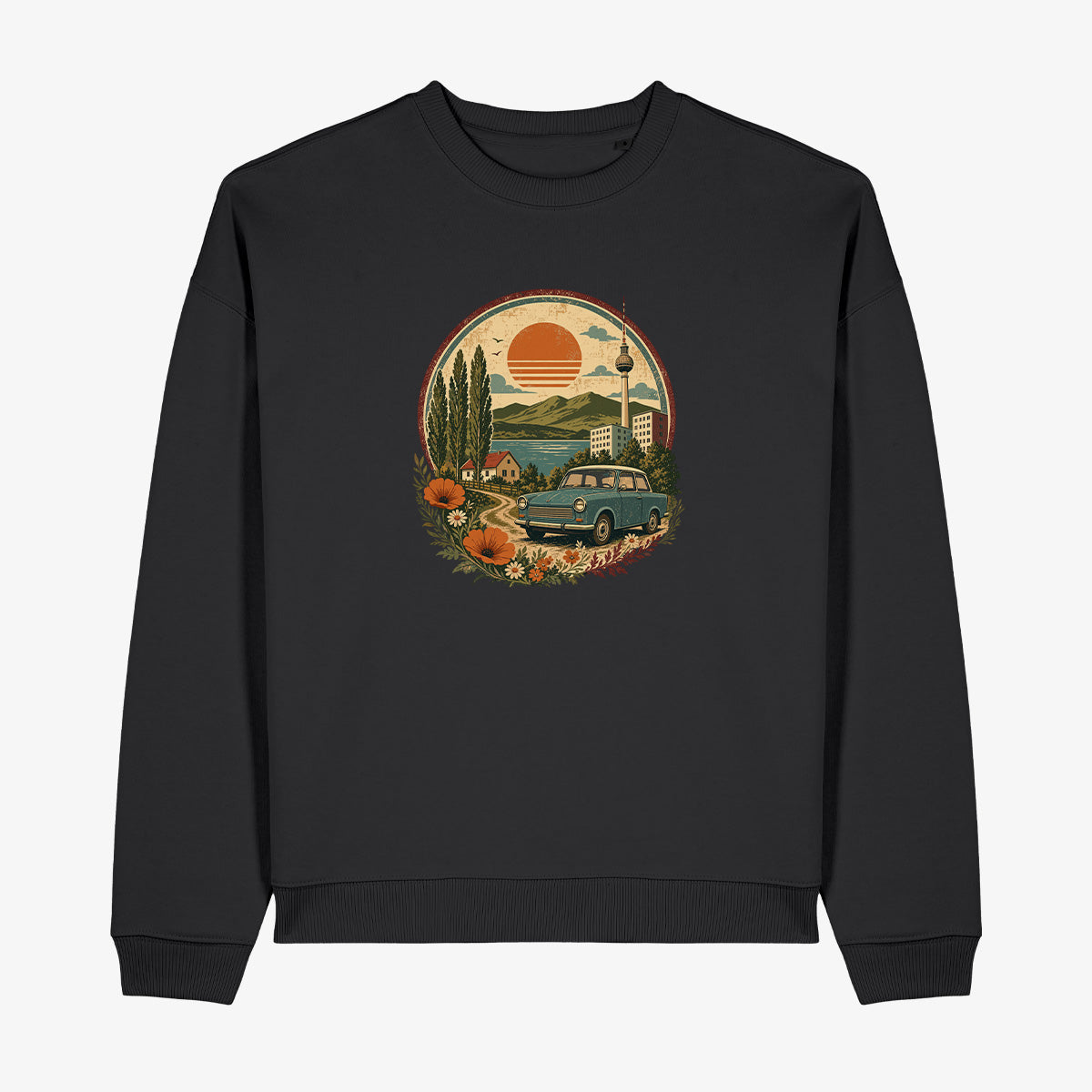 Wendekind Trabi Crewneck schwarz Vorderseite